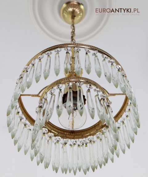 antyczny zwis sufitowy z kryształami