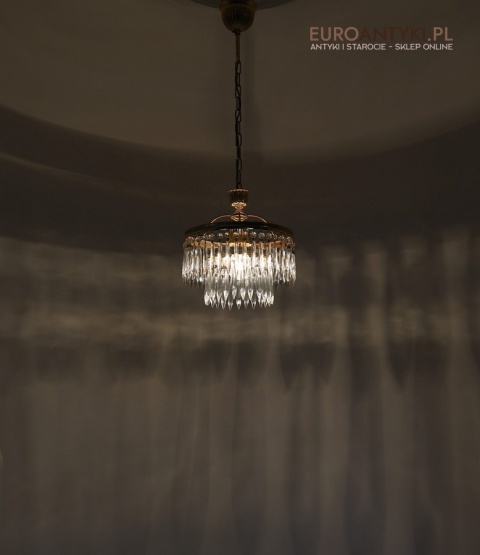 kryształowy klasyczny zwis mosiężny z epoki