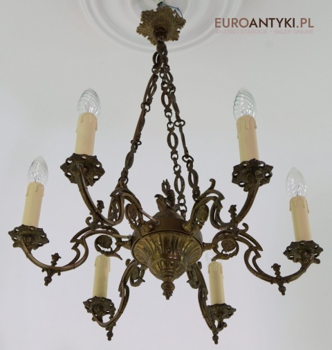 antyczny żyrandol mosiężny z epoki