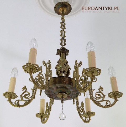żyrandol mosiężny rococo vintage