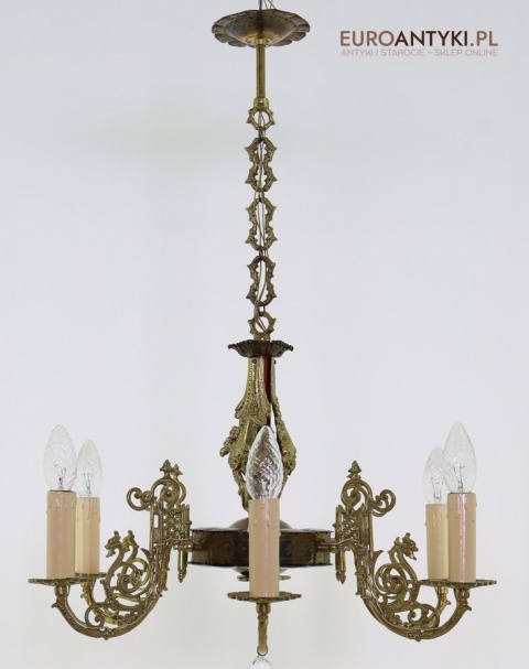 rococo żyrandol dekoracyjny mosiądz