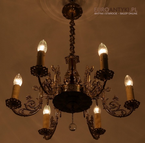 rokoko antyczy żyrandol mosiężny