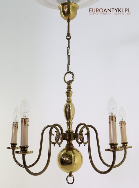żyrandol pająk mosiężny vintage