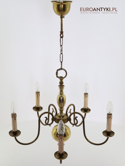 żyrandol vintage pięcioramienny