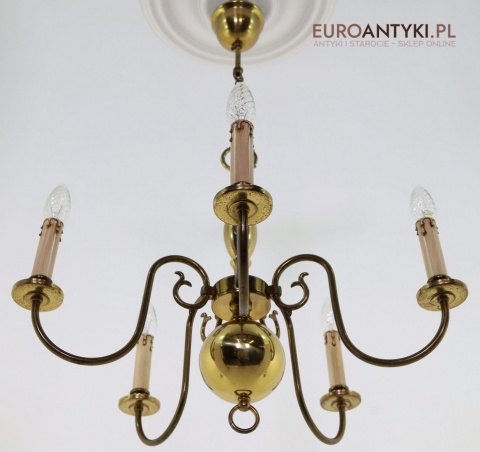 żyrandol vintage z mosiądzu