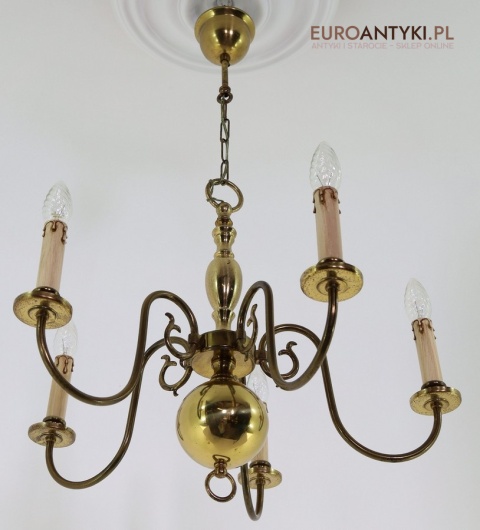 salonowy żyrandol vintage z mosiądzu
