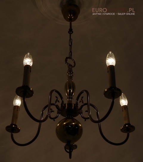 pięcioramienny żyrandol antyczny