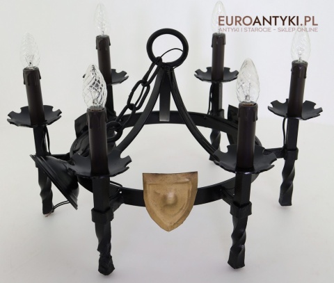 vintage okrągły kuty żyrandol