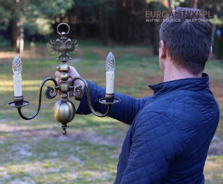 XL! DUŻE! Antyczne kinkiety z brązu z orłem dwugłowym – stylowe oświetlenie vintage