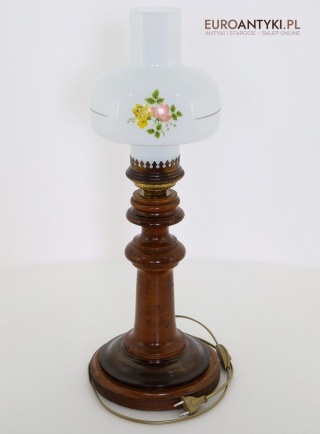 XL! Duża rustykalna lampa stołowa vintage z epoki – stylowe oświetlenie retro