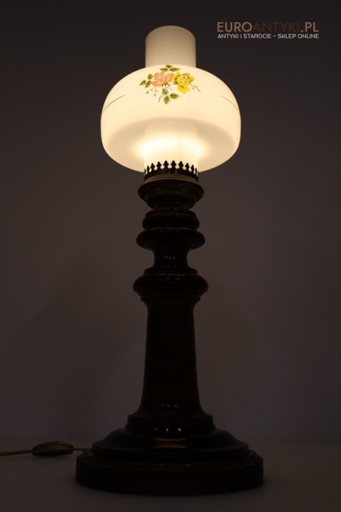 lampa stołowa vintage drewniana