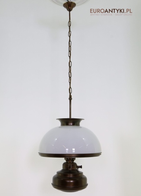 duży mleczny klosz lampa vintage dwupunktowa