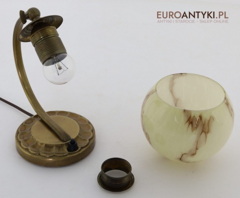 mosiężna lampka art deco e27 oryginalne gniazdo