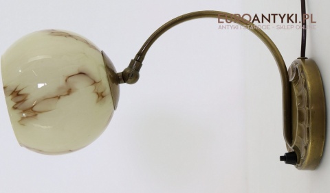 kinkiet art deco mosiężny z mocowaniem do ściany