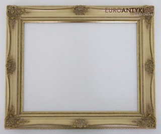 Antyczna ramka barokowo-rokokowa z epoki – drewniano-gipsowa vintage 50,5 cm na 60,5 cm