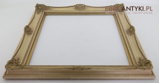 Antyczna ramka barokowo-rokokowa z epoki – drewniano-gipsowa vintage 50,5 cm na 60,5 cm