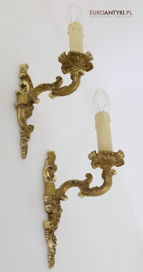 antyczne kinkiety mosiężne rokoko