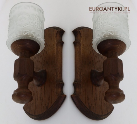 para drewnianych kinkietów vintage z lat 70