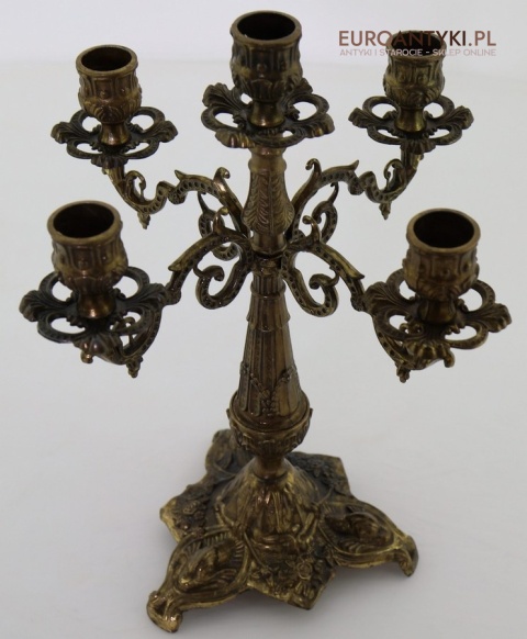 mosiężny świecznik pięcioramienny vintage