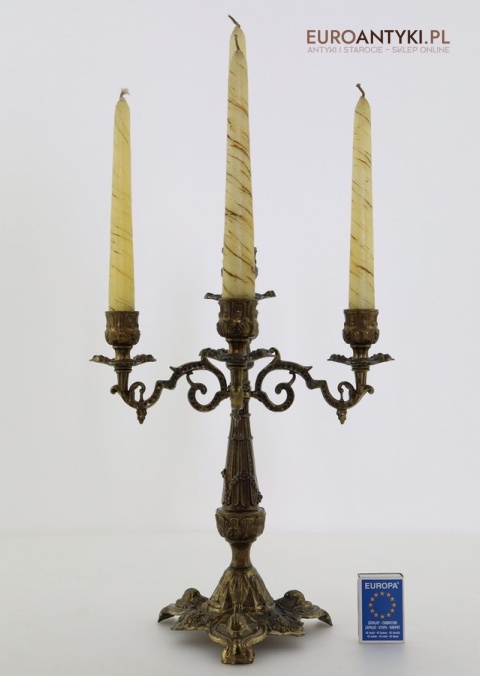 kandelabr mosiężny neobarokowy z francji