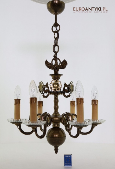 żyrandol mosiężny z kryształowymi talerzykami, księstwo warszawskie