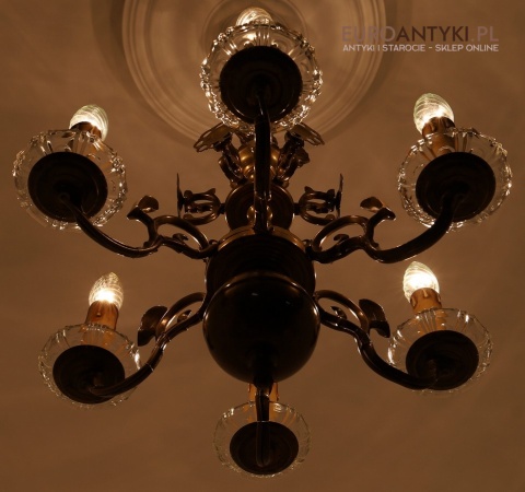 zabytkowy żyrandol mosiężny bez uszkodzeń, księstwo warszawskie