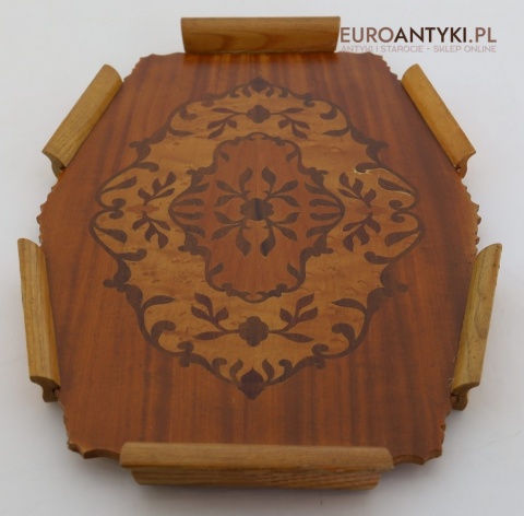 dekoracyjna taca retro z intarsją