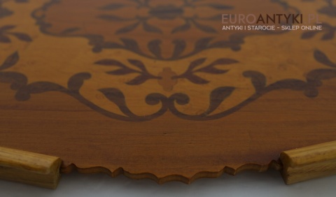 unikatowa taca drewniana z intarsjami