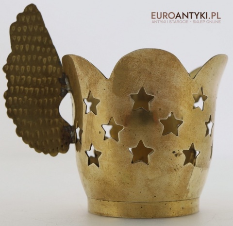 Rustykalny stołowy świecznik mosiężny retro z gwiazdkami – stylowa dekoracja vintage