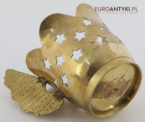 Rustykalny stołowy świecznik mosiężny retro z gwiazdkami – stylowa dekoracja vintage