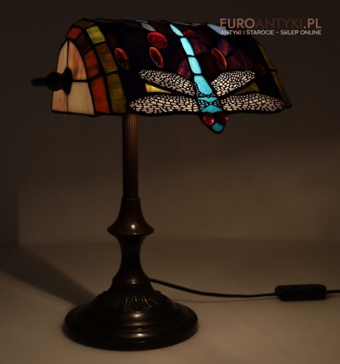 witrażowa lampa bankierska vintage