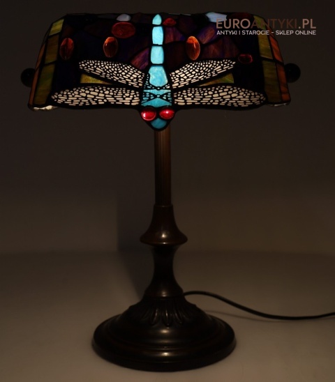 witrażowa lampa bankierska art nouveau