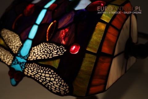 lampa bankierska retro z motywem ważki