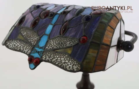 art nouveau lampa bankierska witrażowa