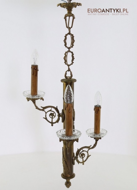 żyrandol retro z kryształowymi rozetkami