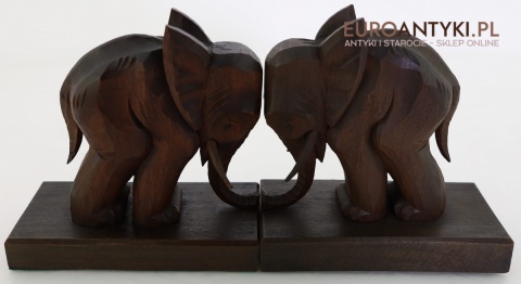 rzeźbione słonie drewniane kolonialne