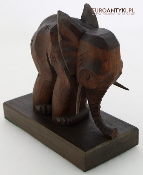 retro podpórki kolonialne rzeźbione słonie