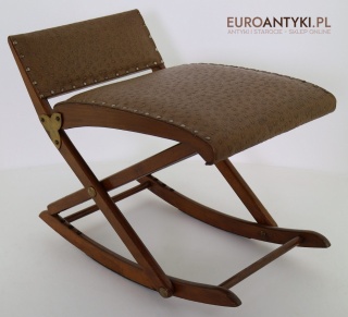 Vintage regulowany podnóżek z epoki – stylowy mebel retro z Francji