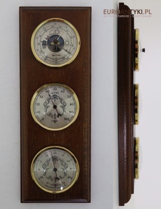 Rustykalna francuska stacja pogody retro – barometr, higrometr, termometr vintage