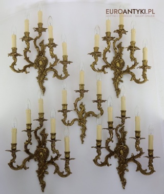 XXL! DUŻE! Stylowe kinkiety barok / rokoko z prawdziwego brązu – hiszpańska manufaktura, retro vintage