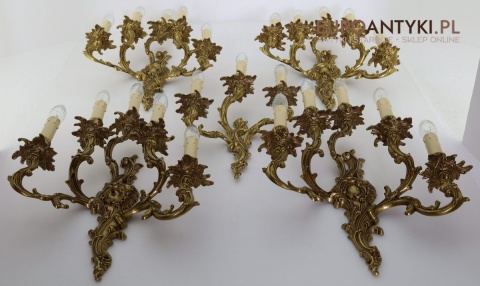 potężne kinkiety pałacowe z brązu sygnowane