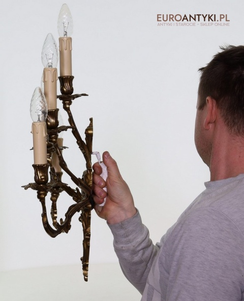 wielkie kinkiety barokowe z brązu