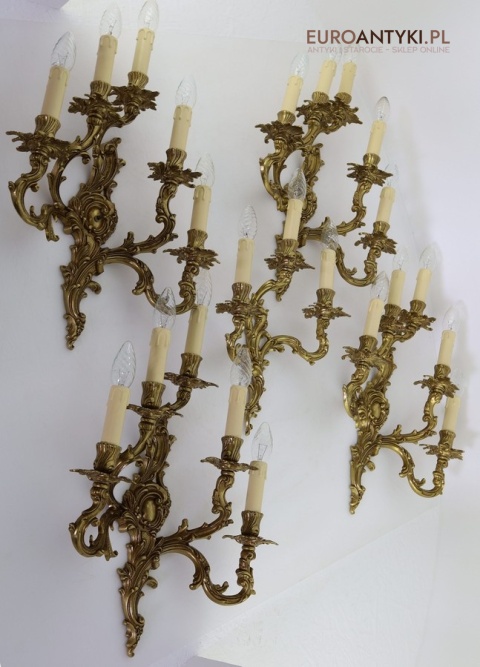wielkie kinkiety rokoko wieloramienne e14