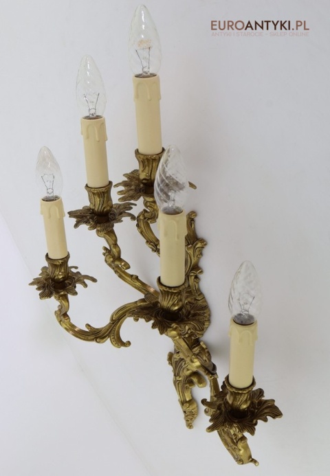 XXL! DUŻE! Stylowe kinkiety barok / rokoko z prawdziwego brązu – hiszpańska manufaktura, retro vintage