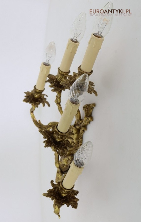 wielkie kinkiety barok rokoko pięć ramion e14