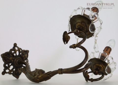 duże kinkiet z brązu kryształowe talerzyki pod gilzami