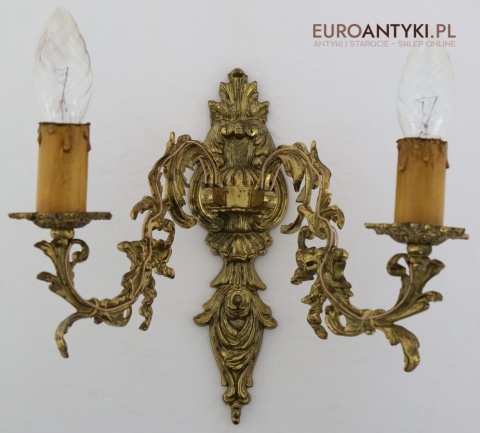duży kinkiet mosiężny rococo z francji