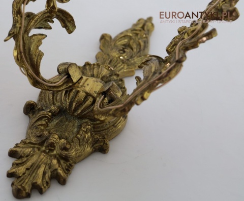 stylowy kinkiet ścienny retro mosiądz 2 ramiona