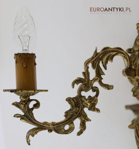 antyczne oświetlenie ścienne rokoko mosiądz