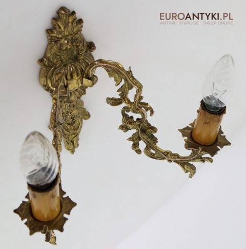 masywny kinkiet mosiężny retro z epoki